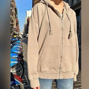 brandy melville tan brown christy oversized zip-up hoodie